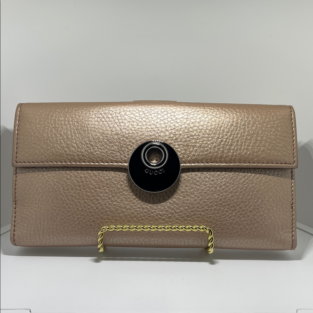Gucci Champagne Gold Leather Eclipse Long Wallet
